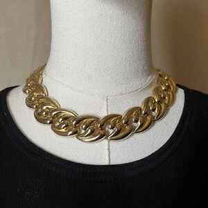 Vintage Gold Chunky Chain Necklace Statement Collar Thick Link 17.5" Bold